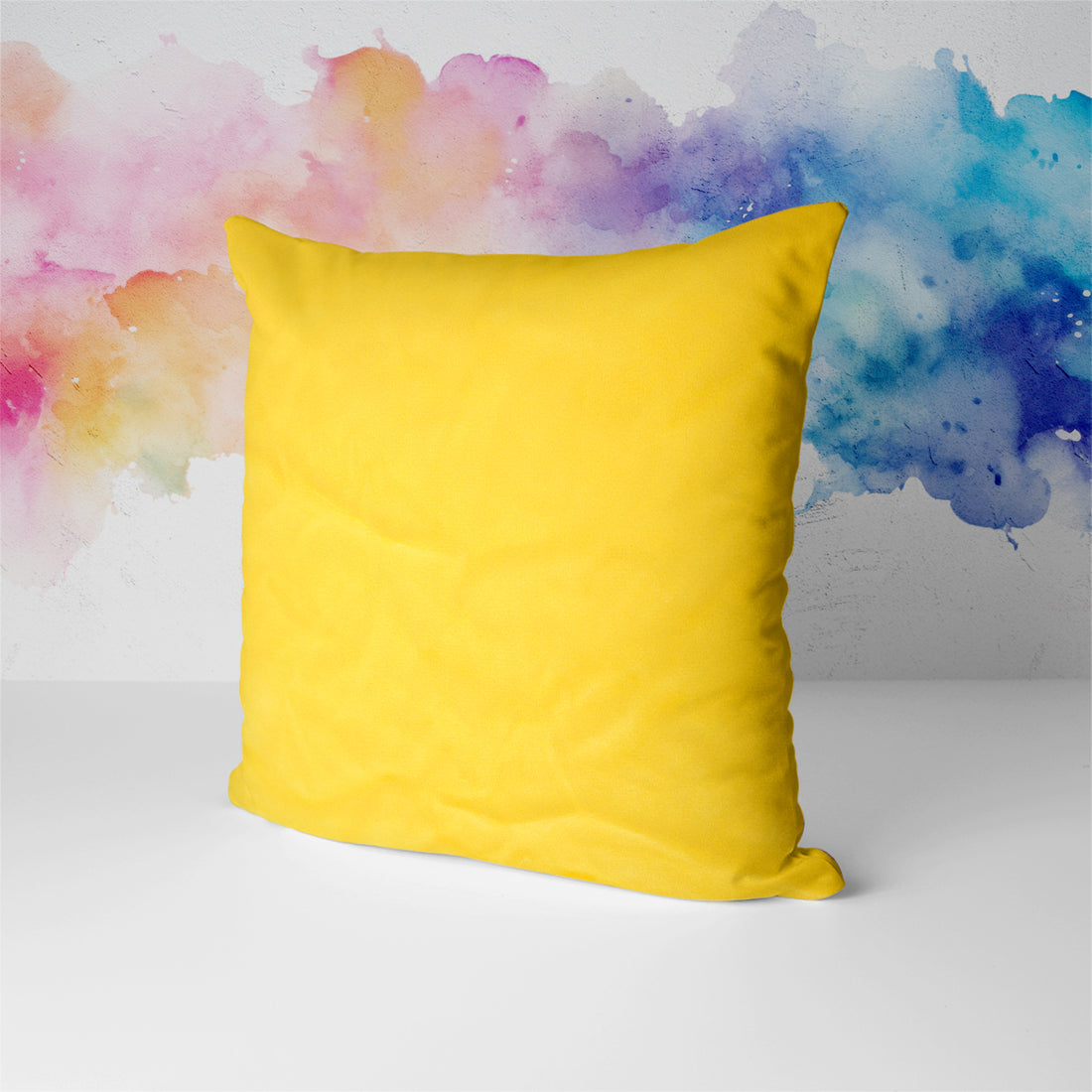 Plush velvet cushion-Yellow