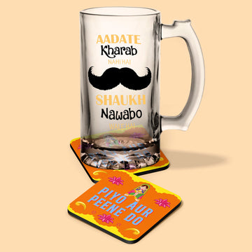 Frosted Beer Mug Aadate Kharab Nhi hai AND Coaster Piyo aur pine do