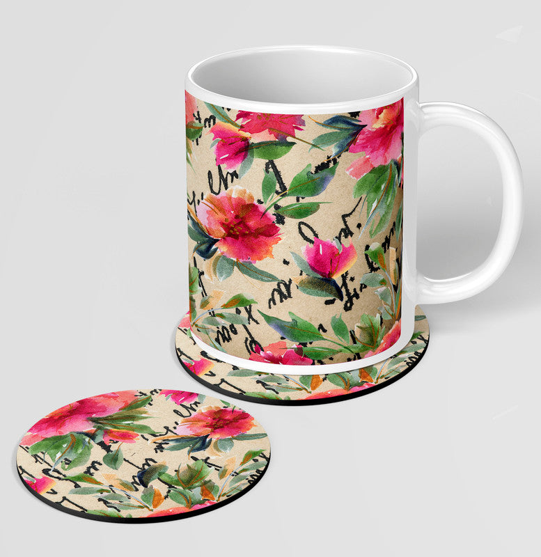 Floral Embellishment Mug + Coaster