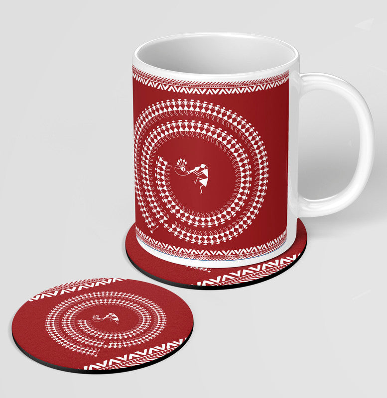 Traditional Warli Tapestry Mug + Coaster